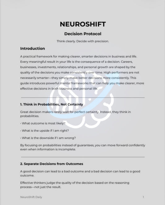 NeuroShift Decision Protocol™Think clearly. Decide with precision.