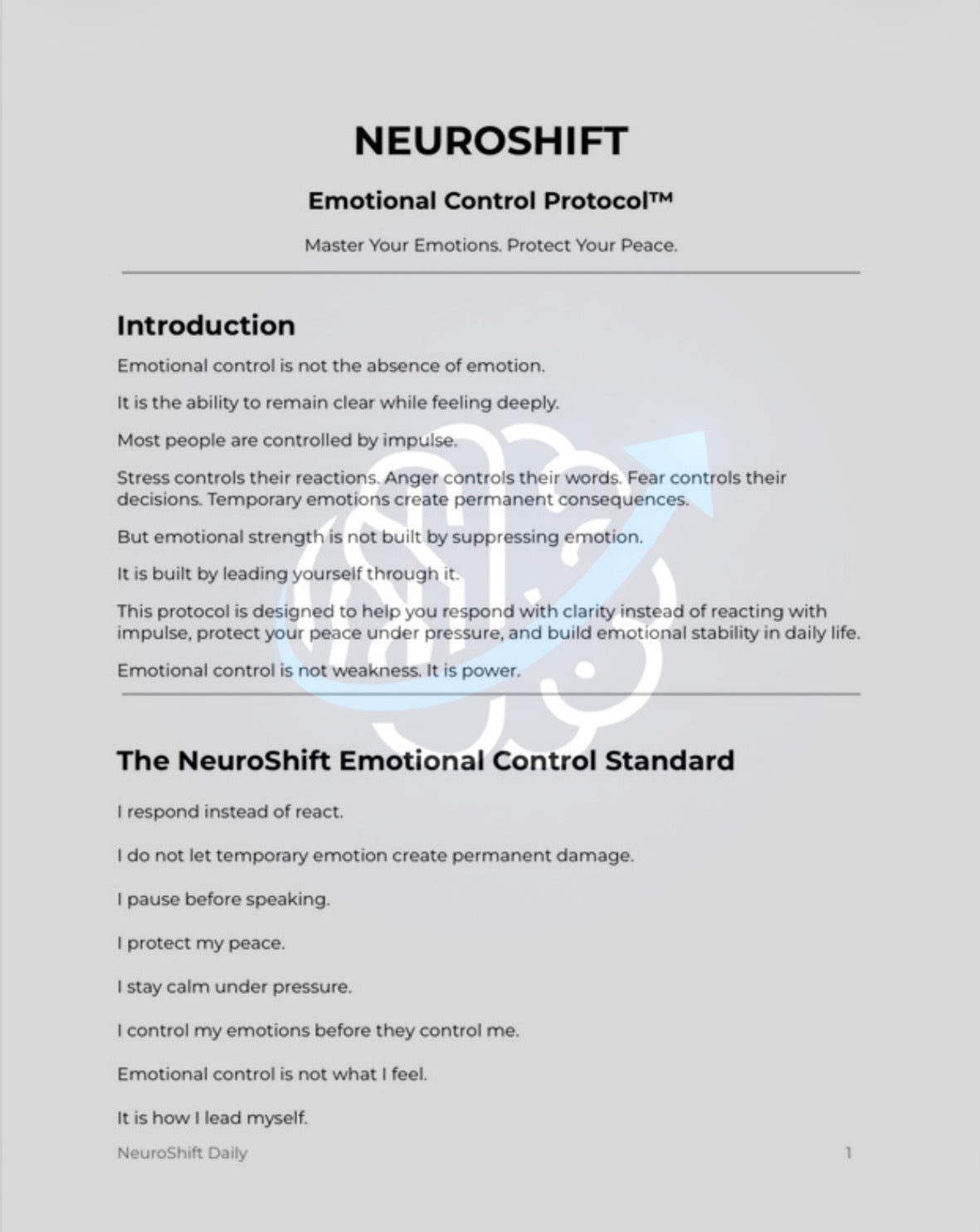 NeuroShift Emotional Control Protocol™